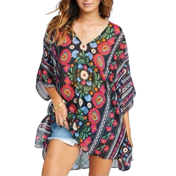 SHOW ME YOUR MUMU PETA TUNIC MEXICALI MULTICOLOR FLORAL PRINT - Picture 1 of 15
